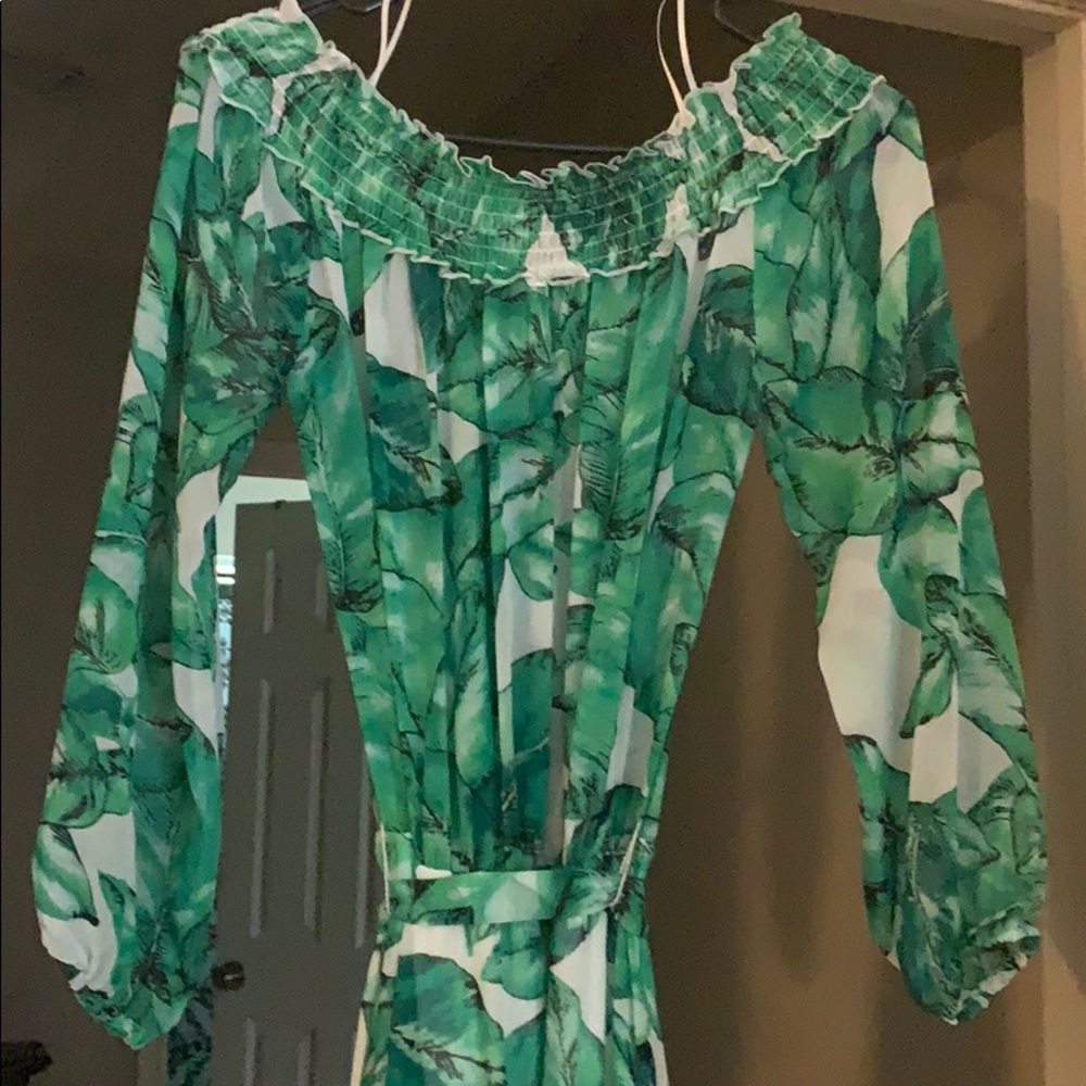 Green palm maxi dress